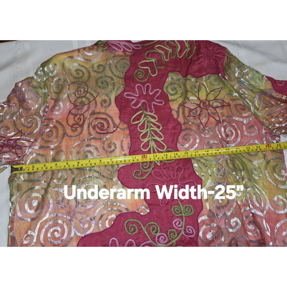 Vintage Jeevan Silk Top Jacket Plus Sz 2X Art To Wear Artsy Textured Silk Blend - Picture 15 of 16